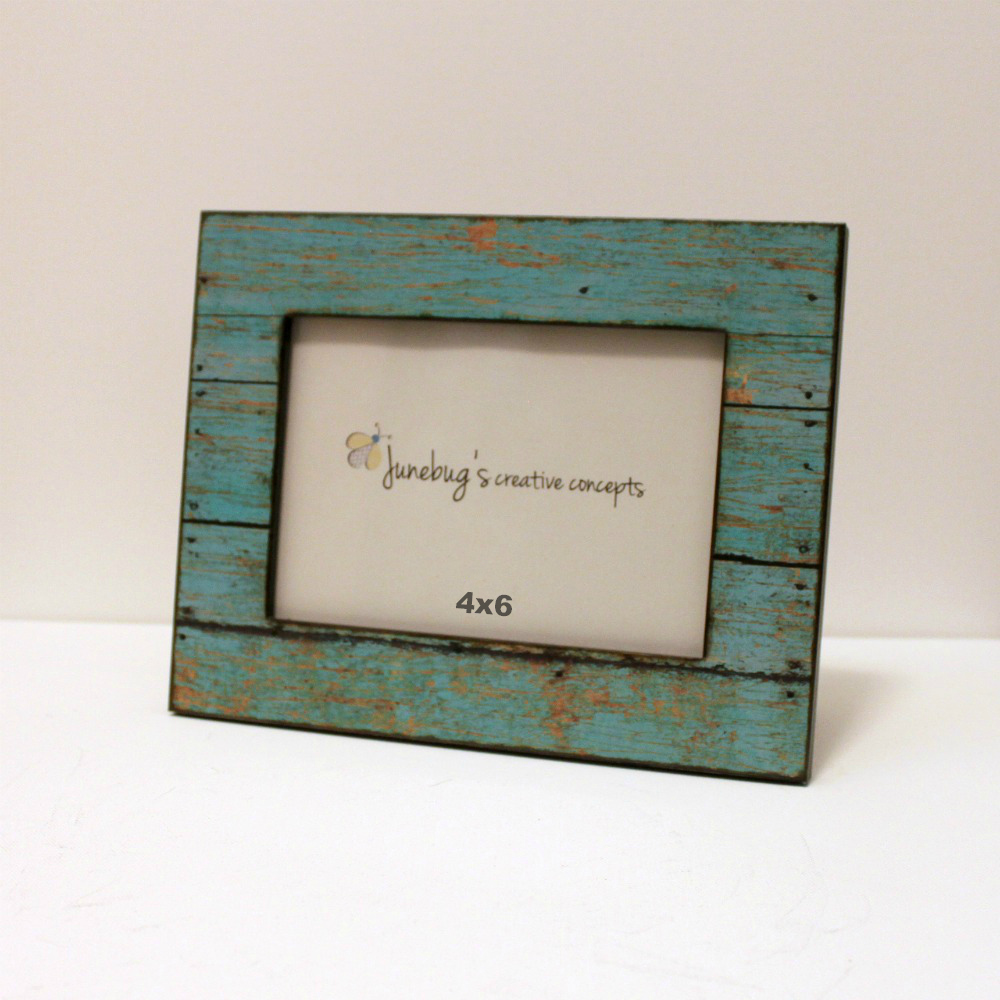 4x6 Wood Photo Frame Weathered Rustic Turquoise